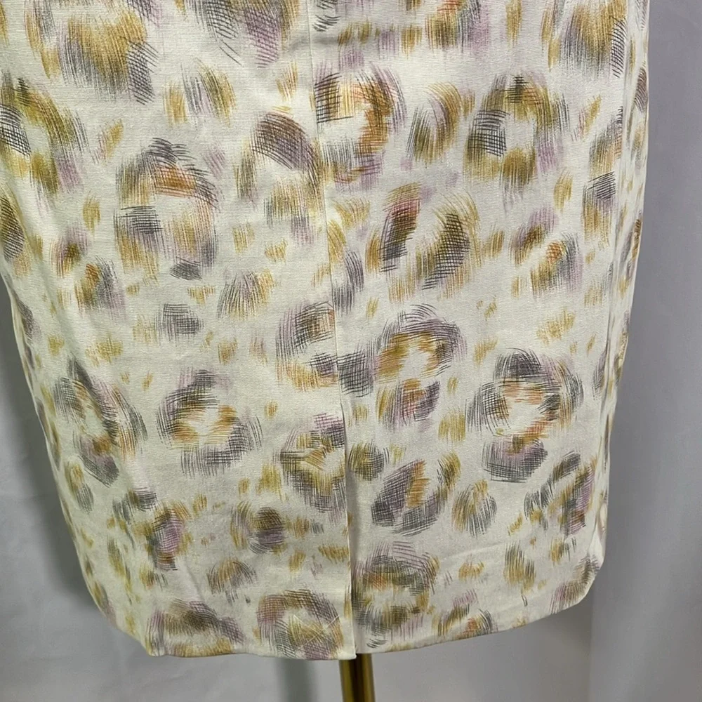NWT Ann Taylor Ivory Colorful Printed Linen Blend Sleeveless Sheath Dress